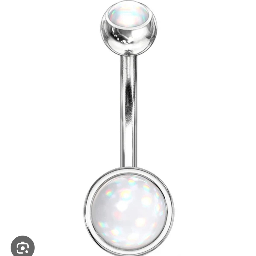 Clear Double irridecent/ Escent Belly Button Ring white silver